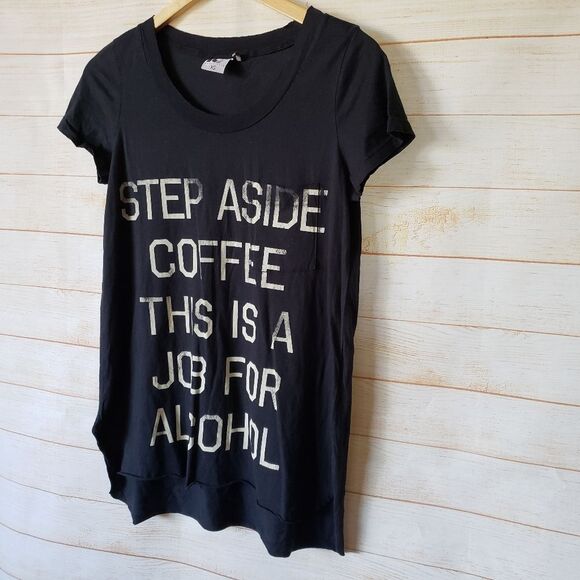 Rebel Yell Graphic Oversized Short Sleeve T-Shirt Tunic Black Women's Size XS - Picture 7 of 14